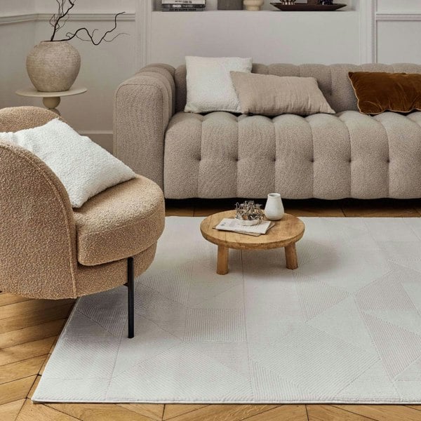 cream colour, abstract design, stain-resistant, Cosy comfort rug, non-static