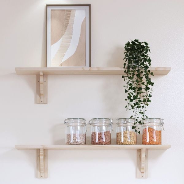 Core Products Complete Shelf Kit, Solid Pine Unfinished Board & 2 Brackets