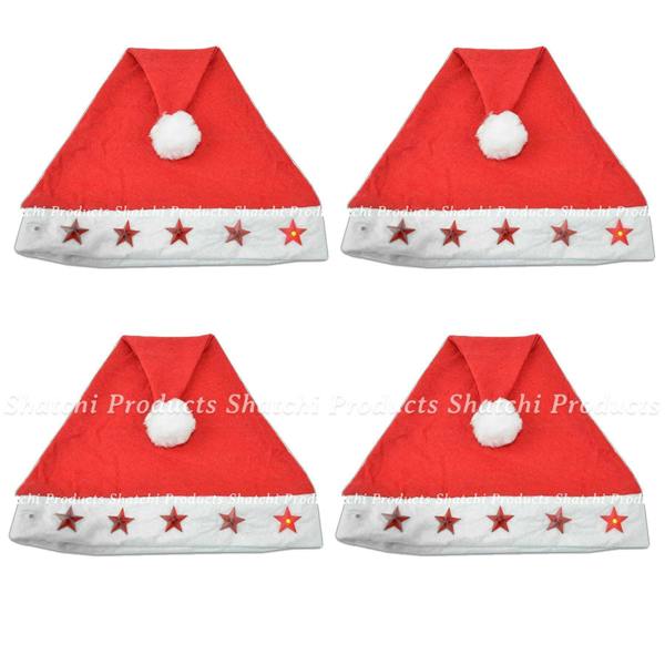 50 Pack Light Up Christmas Santa Hats with Battery Operated Lights for Festive Events image 1