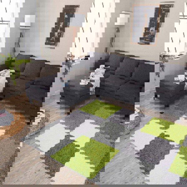 Geometric Design Thick Shaggy Area Rugs Green