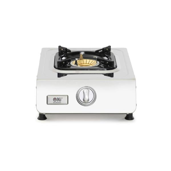 Single-burner gas stove on a white background