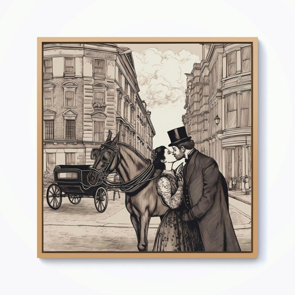 Warren Reed Victorian Lovers On A London Street Framed Canvas