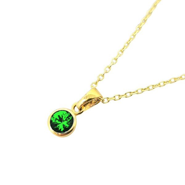 Mini Round Emerald May Birthstone Pendant Necklace