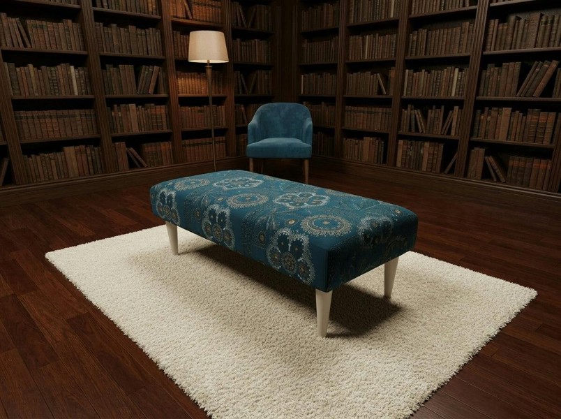 ISTOOLS Premium Loop Floral Green Pattern Footstool – Versatile Ottoman Bench & Coffee Table - 30 x 20 Inches (76 x 51cm)