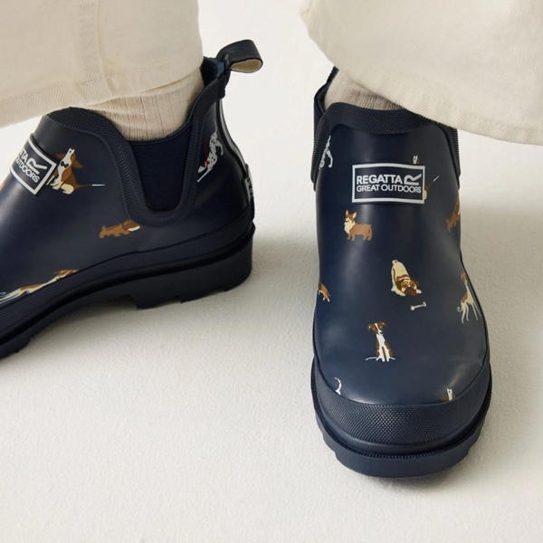Regatta Womens Harper Dog Print Low Wellington Boots - Navy