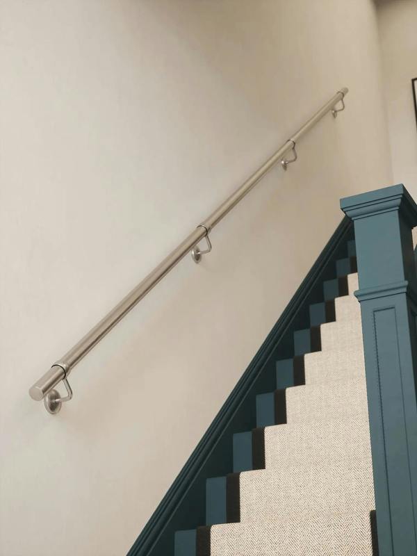 Harbury Brushed Silver Straight Flight Handrail — Handrails Direct 40mm Handrail Straight Run — by Handrails Direct, Straight Flight