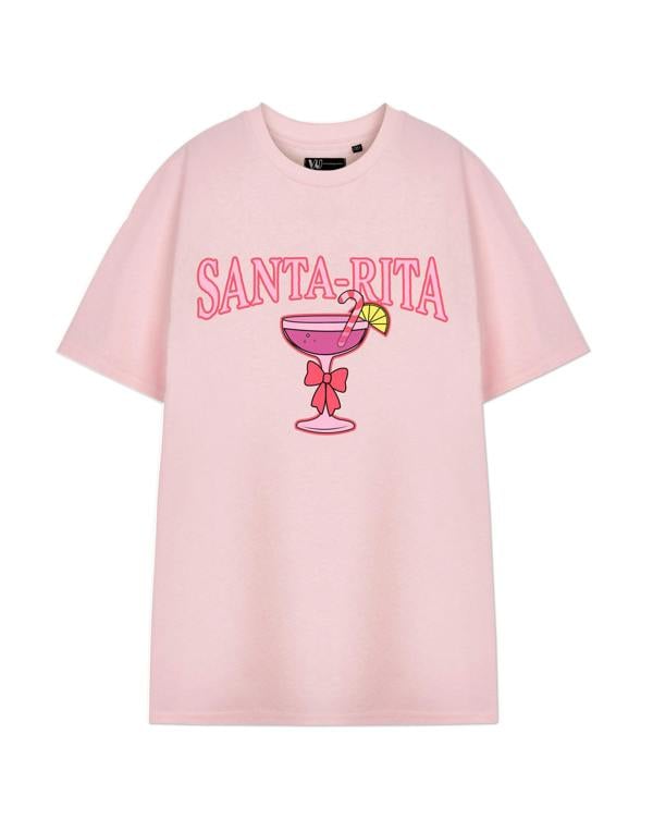 Show Me The Merch Unisex Pink Santa-Rita Short Sleeved T-Shirt