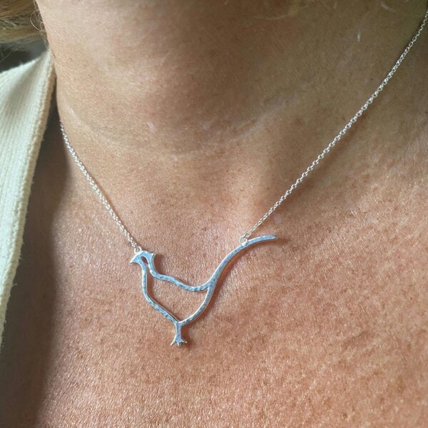 Reeves & Reeves Pheasant Silhouette Sterling Silver Necklace
