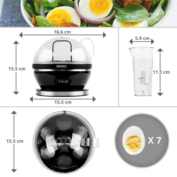 Duronic Electric Egg Boiler EB27 BK Steamer for Eggs 400W Automatic Egg Boiler Electronic Omelette Maker Poacher for 7 Soft, Medium & Hard Boiled Eggs