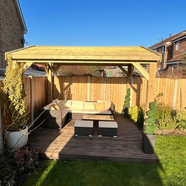 Heavy Duty Timber Gazebo DIY Kit | Tanalised feather edge timber | felt tile roof, various sizes.