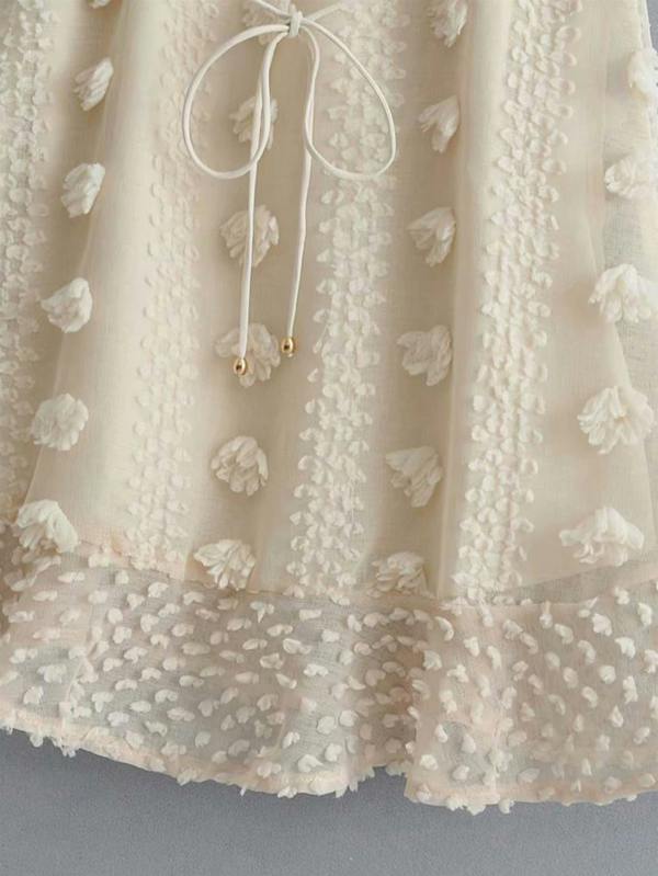 FS Collection Strappy Mini Dress With Flower Appliques In Cream