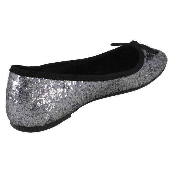 Ladies Star Flat Glitter Ballerina Shoe F8894