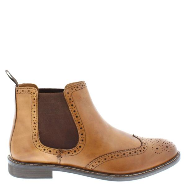 Thomas Crick Red Tape Crick Downton Brogue Mens Chelsea Pull On Leather