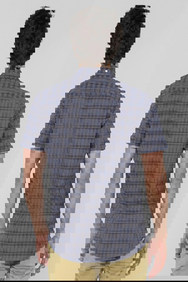 ENORSIA Men's Check Short Sleeve Oxford Shirt