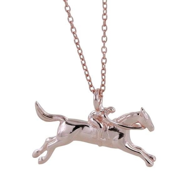 Detailed Sterling Silver Racing Horse Necklace - Reeves & Reeves