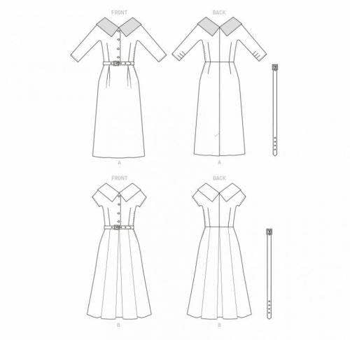 Butterick Sewing Pattern 6870, Dresses, Belts, Vintage Style for Women, A5 (6-8-10-12-14) - Easy