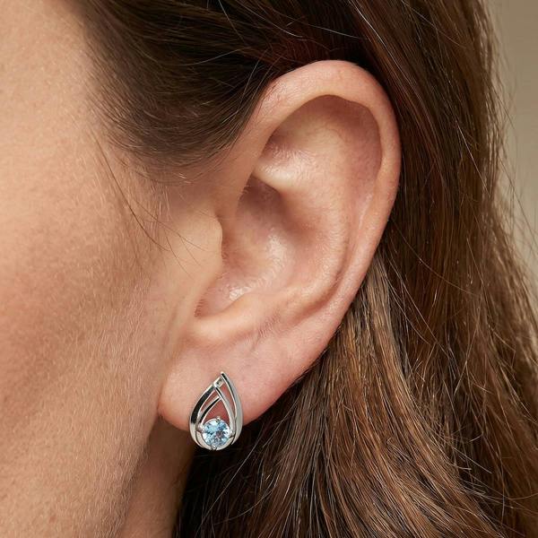 Pia Point of Clarity Blue Topaz Silver Earrings