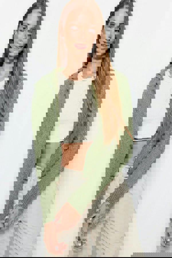 WOVCOR Hooded Zippered Knit Crop Cardigan