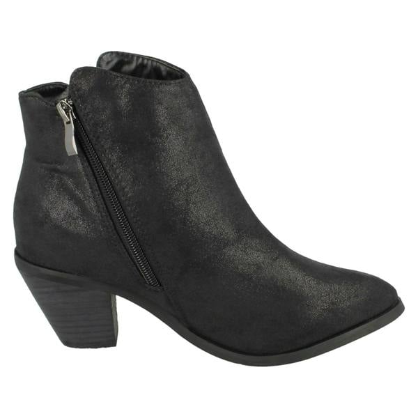 Spot On Ladies Spot On Cowboy Style Ankle Boots with Zip Detail