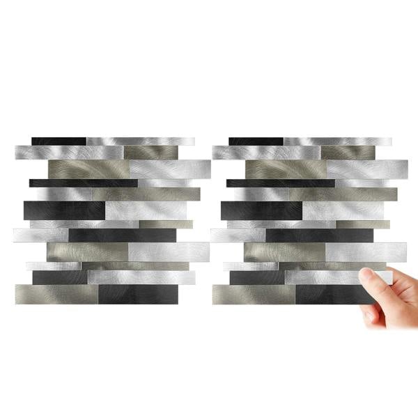 ENER-J Sleek Metallic Layers Peel & Stick Aluminum Tile, Size: 303 x 297 x 4 mm (Pack of 4)