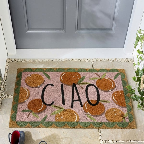 My Mat Printed Coir Ciao Orange