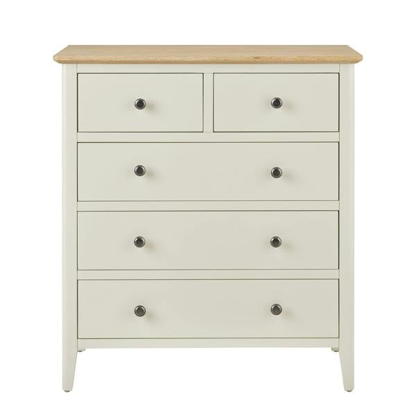 Statement Furniture Pembroke Wooden 2 over 3 Chest of Drawers with Oak Top, Assembled Bedroom Storage