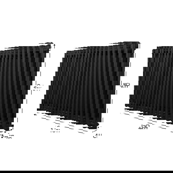 Monstershop Traditional 2 Column Radiator - 600 x 1462mm - Black