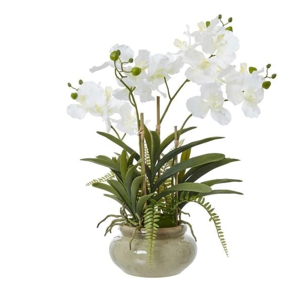 Hill Interiors Vanda Orchid Artificial Potted Plant - White - 