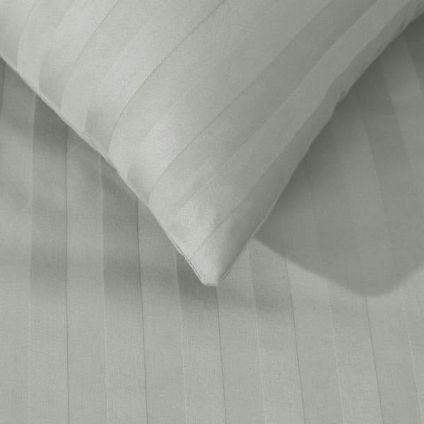 Smart Living Satin Stripe Duvet Cover With Pillowcases - Silver