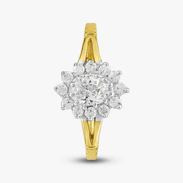 T. H. Baker 9ct Yellow Gold Clear Crystal Cluster Ring DIV006C