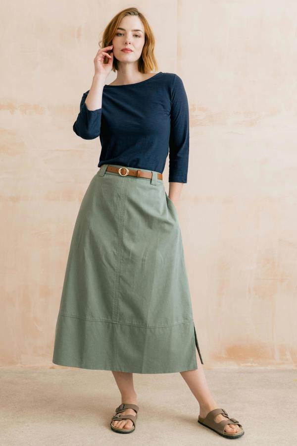 Lily & Me Estuary Midi Skirt Laurel Green