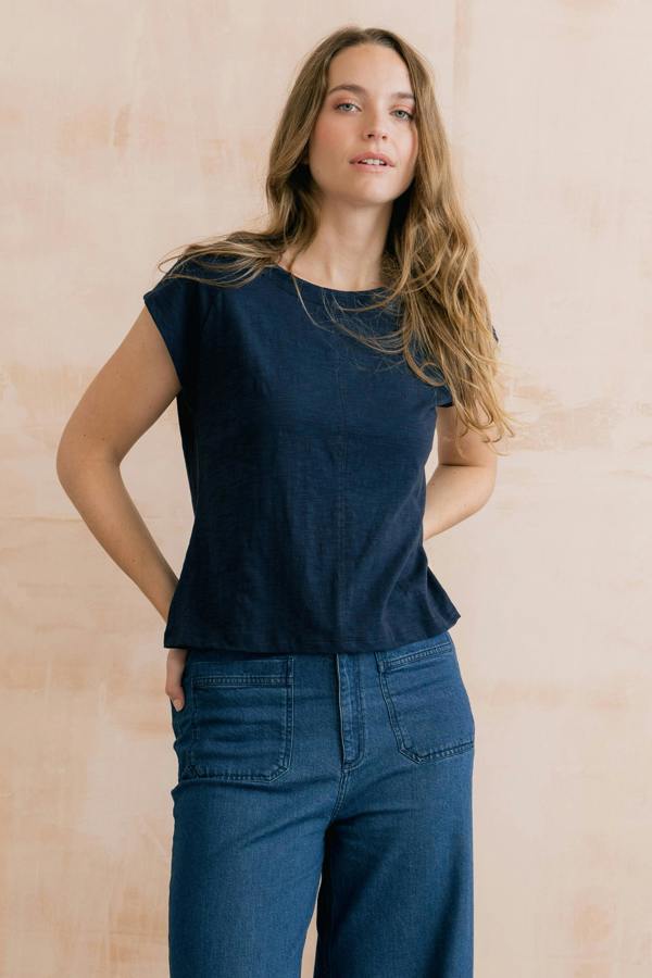 Lily & Me Tidal Organic Cotton T-Shirt Navy
