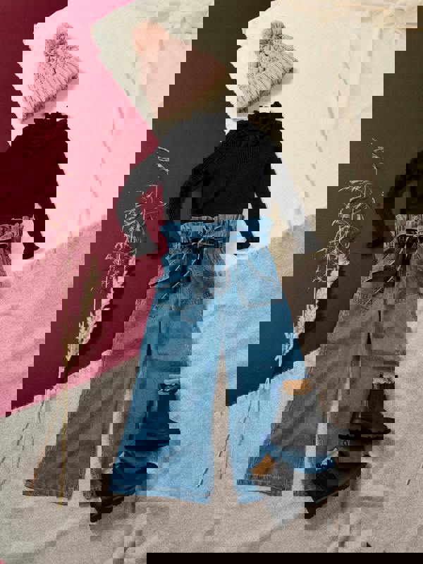 GWD Lilia Wide-Leg Bow Denim Jean