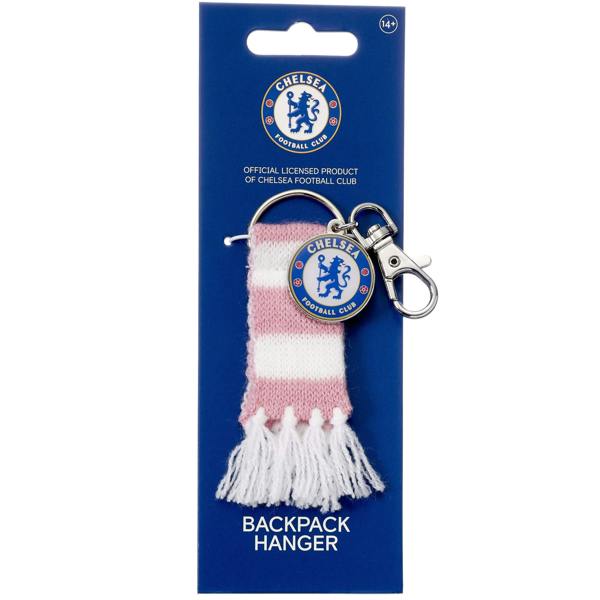 The Carat Shop Chelsea Football Club Pink Stripe Scarf and Logo Backpack Hanger