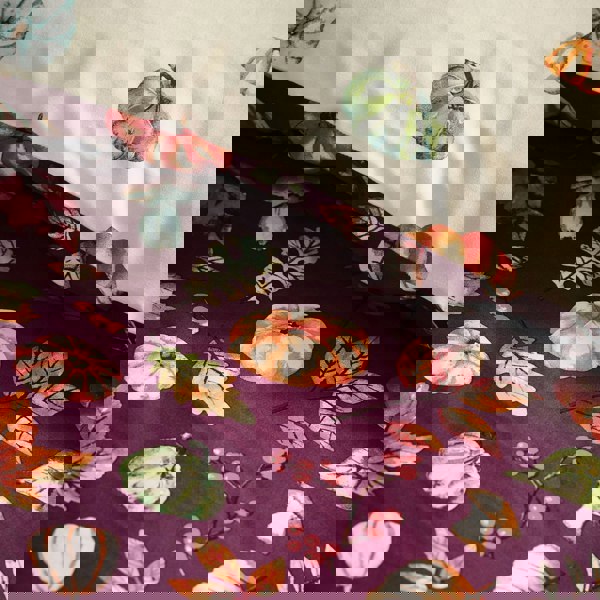 Catherine Lansfield Autumn Pumpkins Reversible Duvet Cover Set Plum