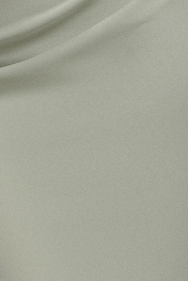 One Shoulder Chiffon Cape Crepe Maxi Dress - Sage Green DR4982