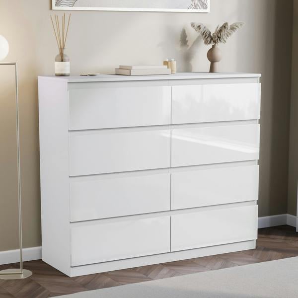 Vida Designs Glinton 8 Drawer Chest, Black