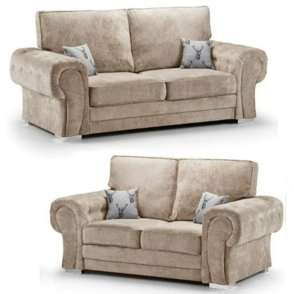 Furnishings For Less Milan Chesterfield Fabric 3 + 2 Seater Sofa Suite - Full Back