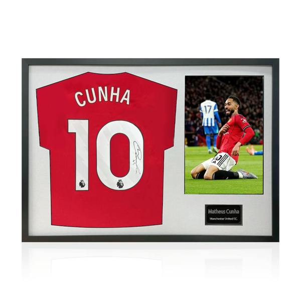 Matheus Cunha Signed Manchester United Shirt Classic Frame (ACG Cert)