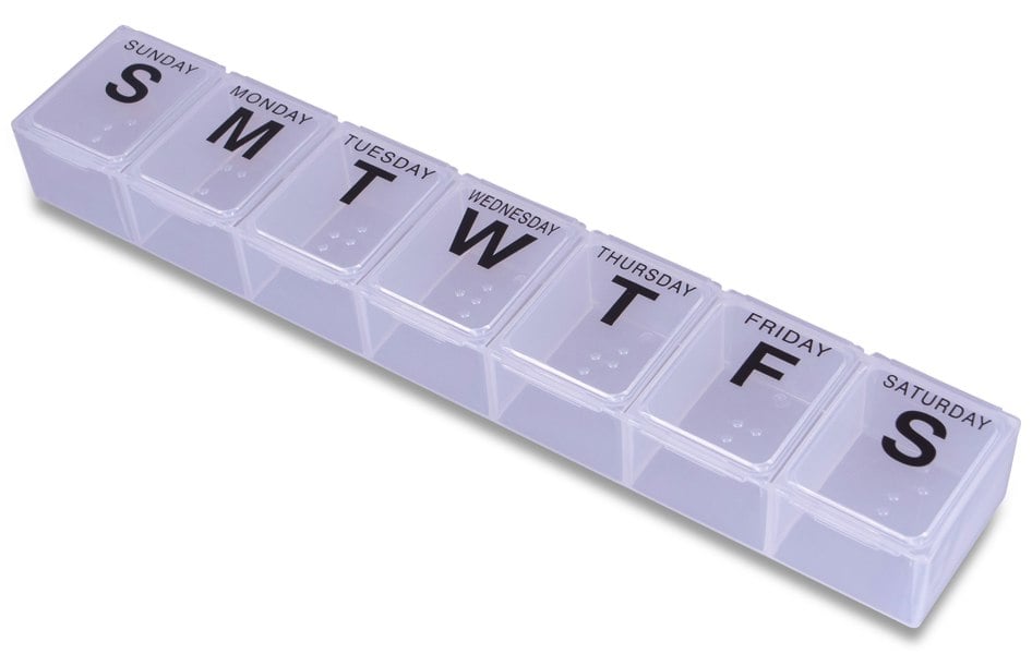 Aidapt Weekly Pill Box Clear White Large