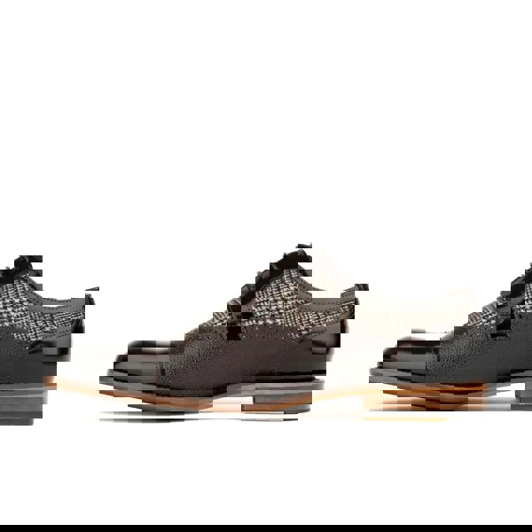 Embassy London Orlando - Brown Check - Men's toe cap leather dressy shoe with brogue details