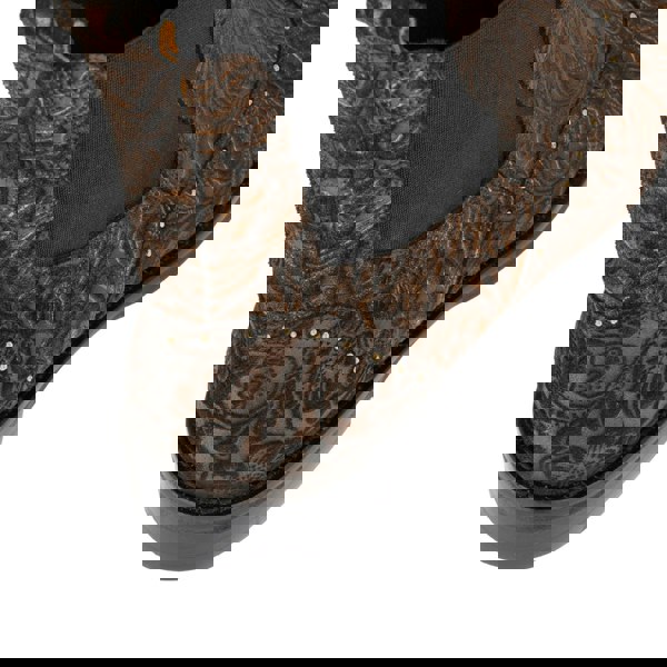 Embassy London Catherine - Floral Emboss - Women's nubuck leather higher chelsea boot with broguing