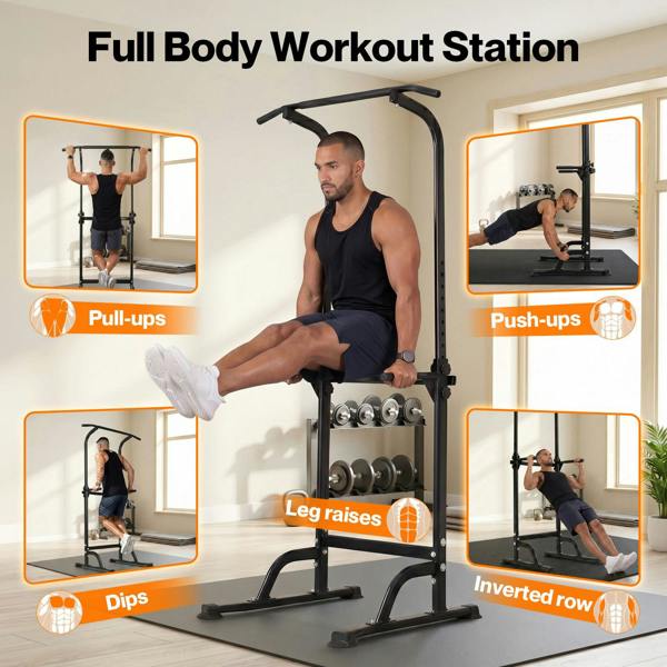 Centra Pull Up Station  9-Height Adjustable  150kg Carbon Steel  Black