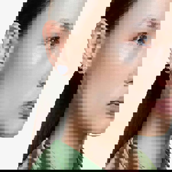 Swarovski Hyperbola Rhodium Plated Blue Heart Stud Earrings 5683576