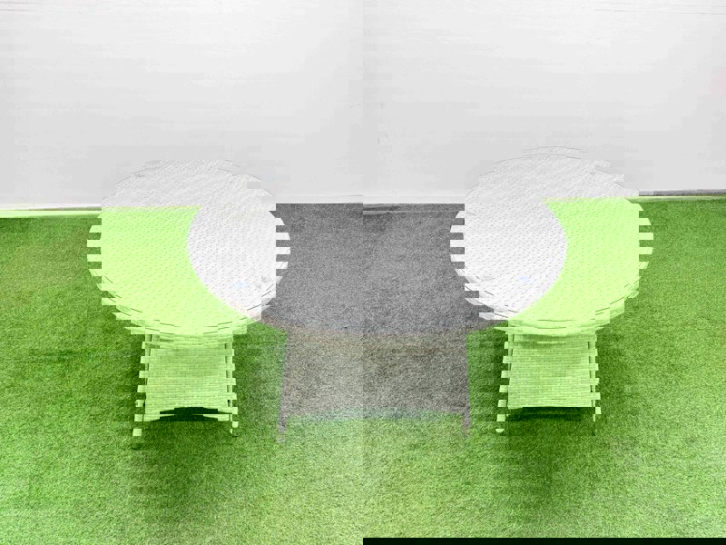 Fimous Wicker PE Rattan Garden Furniture Set Patio Outdoor 6 Chairs Plus Big Round Table Set Light Grey Mixed