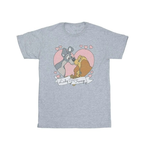 Disney Womens/Ladies Lady And The Tramp Love Cotton Boyfriend T-Shirt - Sports Grey