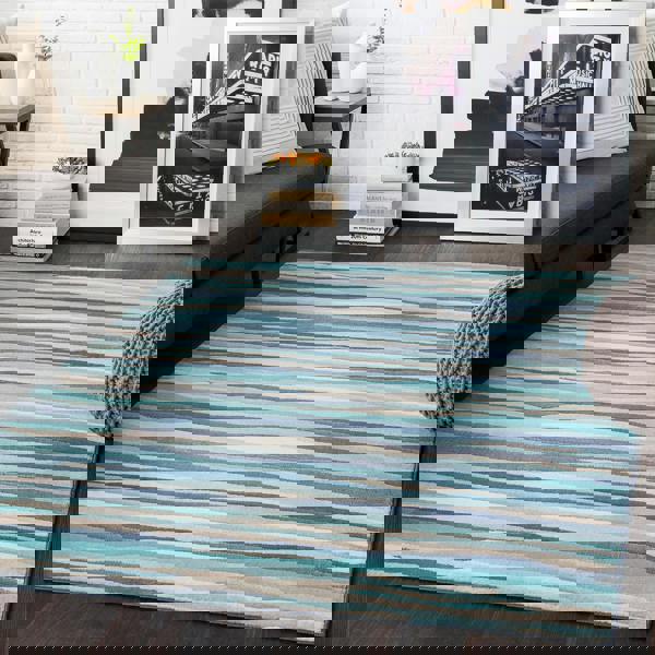 Livabliss City-Modern Blue Beige Grey Graphic Rug