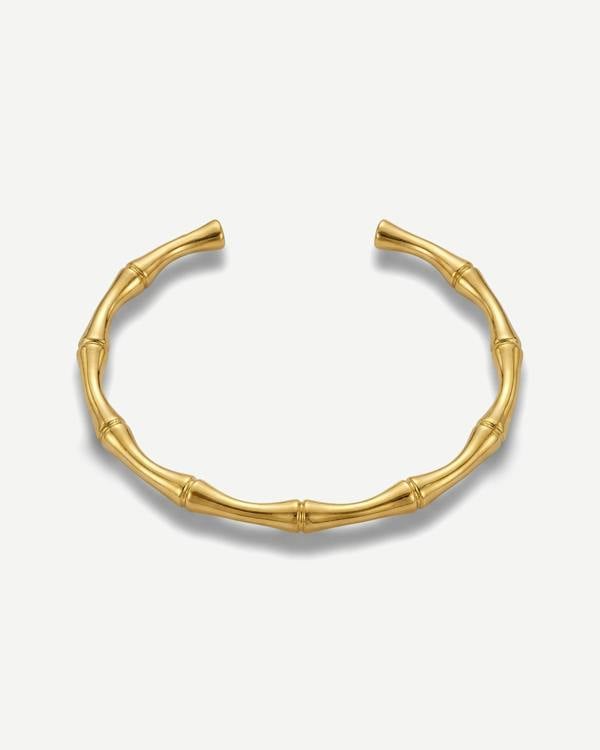 Elk & Bloom 14k Gold Band Bamboo Stackable Bangle