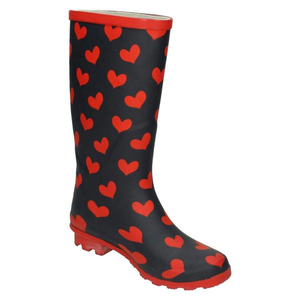 Spot On Ladies Spot On Heart Print Wellington Boots