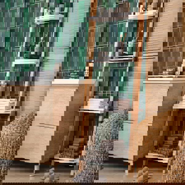 WALPLUS Dark Mose Green Rectangular 3D Sticker Tile 12 x 12 inches / 30.5 x 30.5 cm - 6pcs in a pack